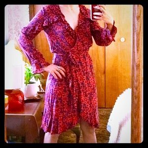 H&M Long-sleeve Faux Wrap Ruffle Dress